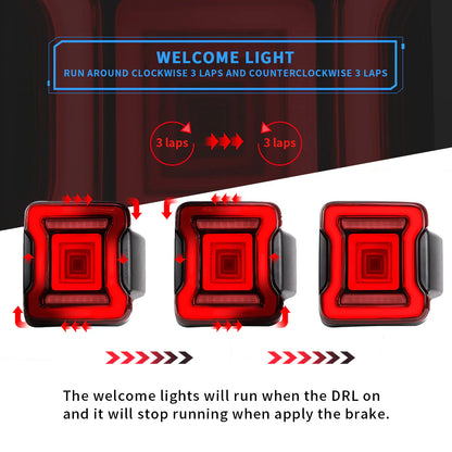 Fanali posteriori per Jeep Wrangler 2018-UP con animazione dinamica e luci di retromarcia doppie (non adatte a JK)