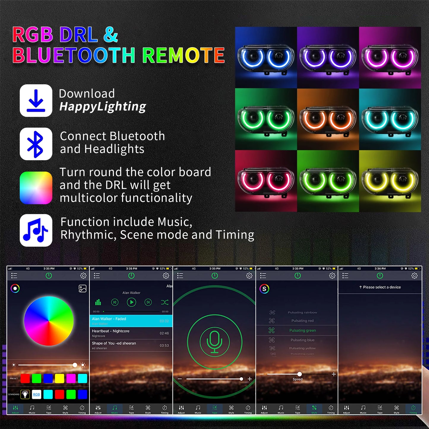 Fari a doppio raggio RGB per Dodge Challenger 2008-2014