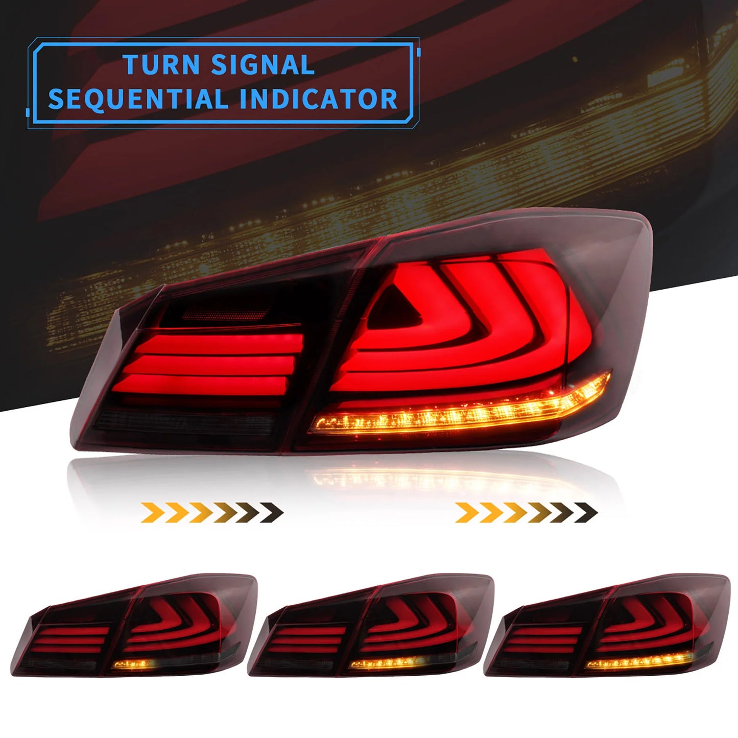 Fanali posteriori sequenziali Full LED per Honda Accord 2013-2015 ABS PMMA GLASS Materiale