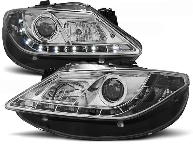 FARI ANTERIORI DAYLIGHT CHROME ADATTI COMPATIBILI PER SEAT IBIZA 6J 06.08-12