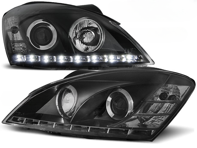 HEADLIGHTS SUITABLE FOR KIA CEED 09.06-08.09 BLACK DAYTIME LIGHT 