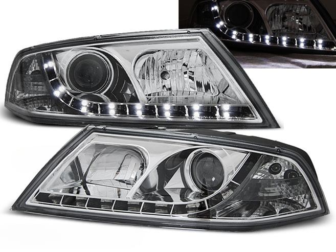 FARI ALLO XENO DAYLIGHT CHROME adatti compatibili per SKODA OCTAVIA 2 03.04-08