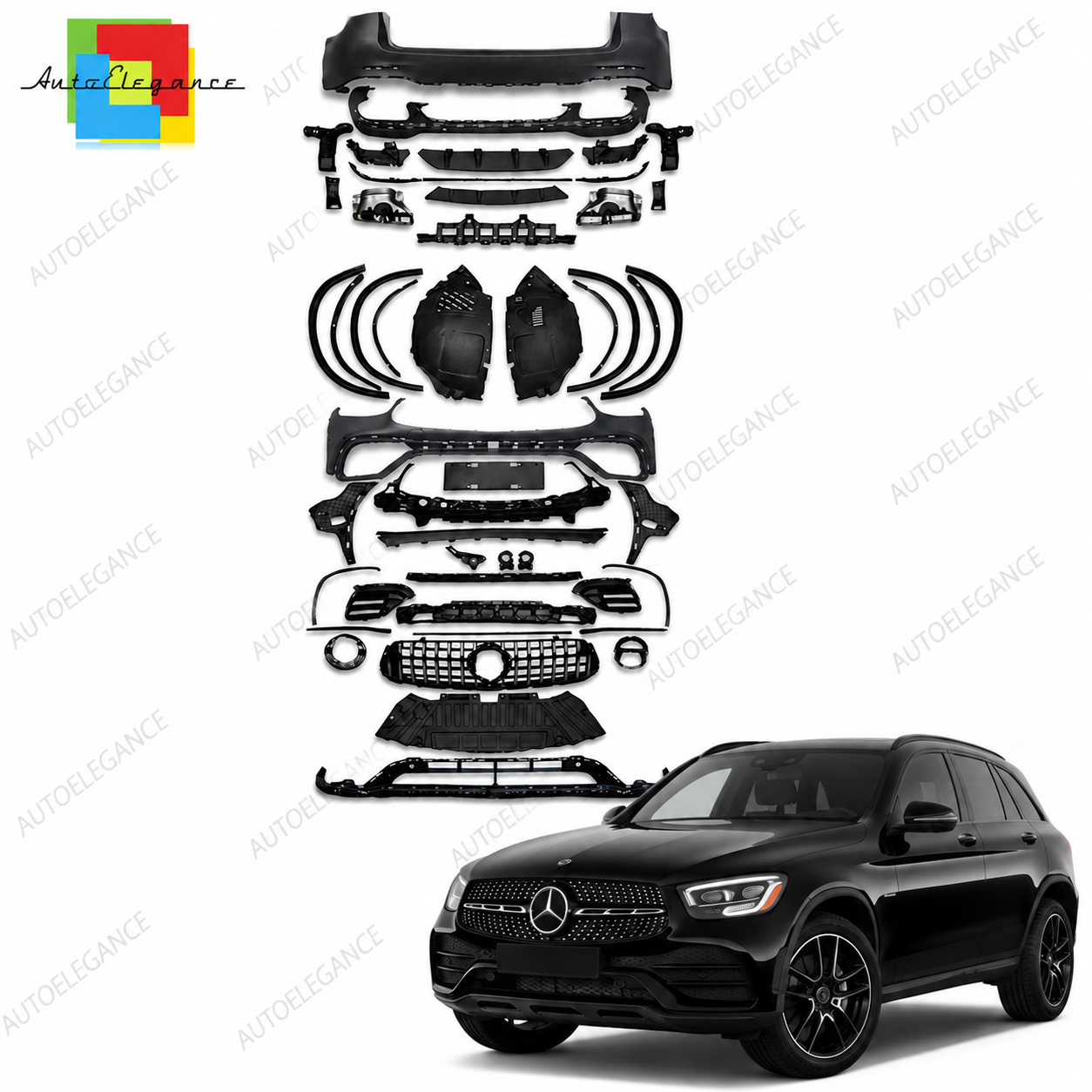 👉Bodykit Paraurti per Mercedes GLC X253 Facelift 2019-2022 Nero Lucido👈
