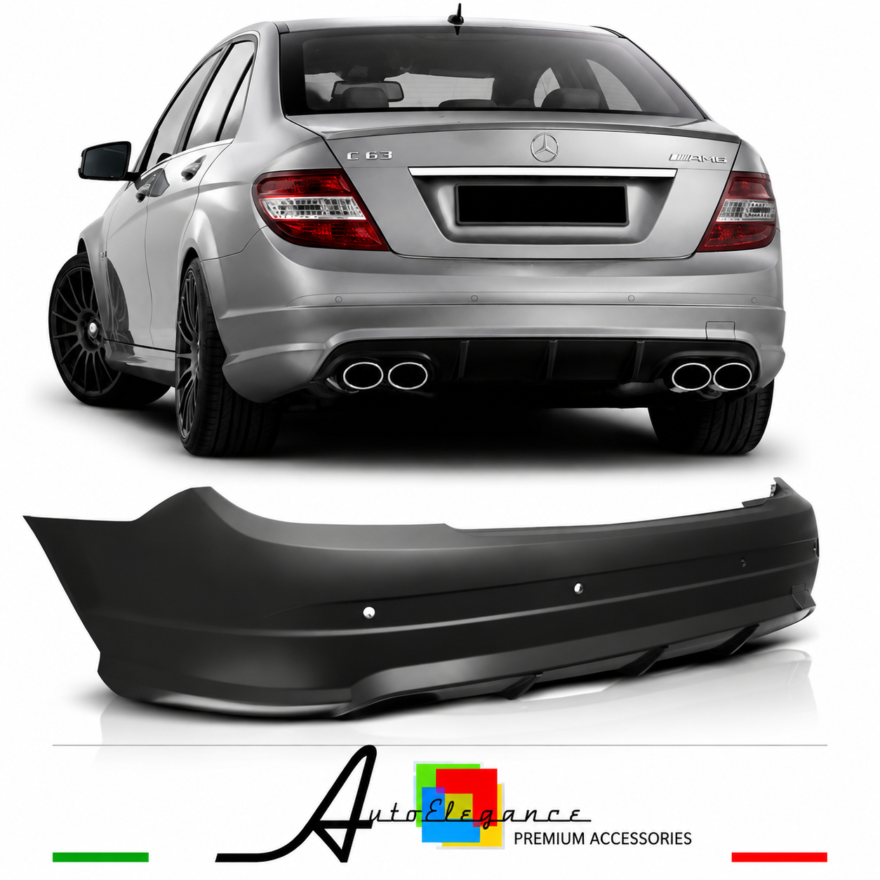 PARAURTI POSTERIORE PER MERCEDES CLASSE C W204 07-11 LOOK AMG