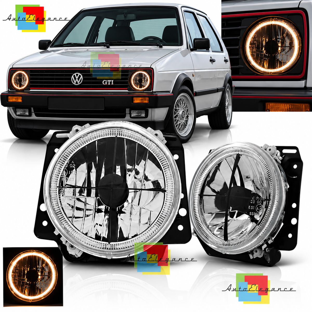 FARI ANGEL EYES CHROME ADATTI PER VW GOLF II 2 08.83-08.91