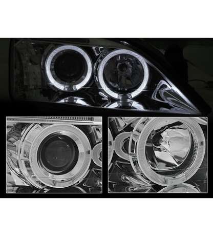 💕 Fari Anteriori Adatto per Ford Mondeo 00-07 Angel Eyes Cromati 💕