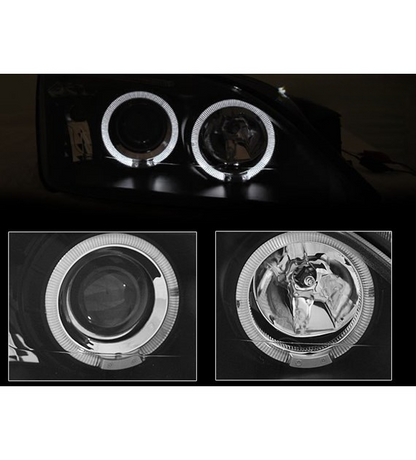 💕 Fari Anteriori Adatto per Ford Mondeo 00-07 Angel Eyes Neri 💕