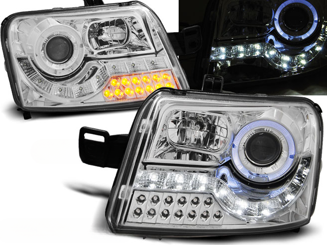 HEADLIGHTS SUITABLE FOR FIAT PANDA 03-12 CHROME DAYTIME LIGHT 