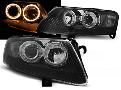 FARI ANTERIORI ANGEL EYES NERO per AUDI A6 C6 04.04-08