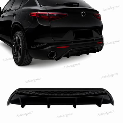 🔥DIFFUSORE POSTERIORE PER ALFA ROMEO STELVIO IN MATERIALE ABS NERO LUCIDO 17+🔥