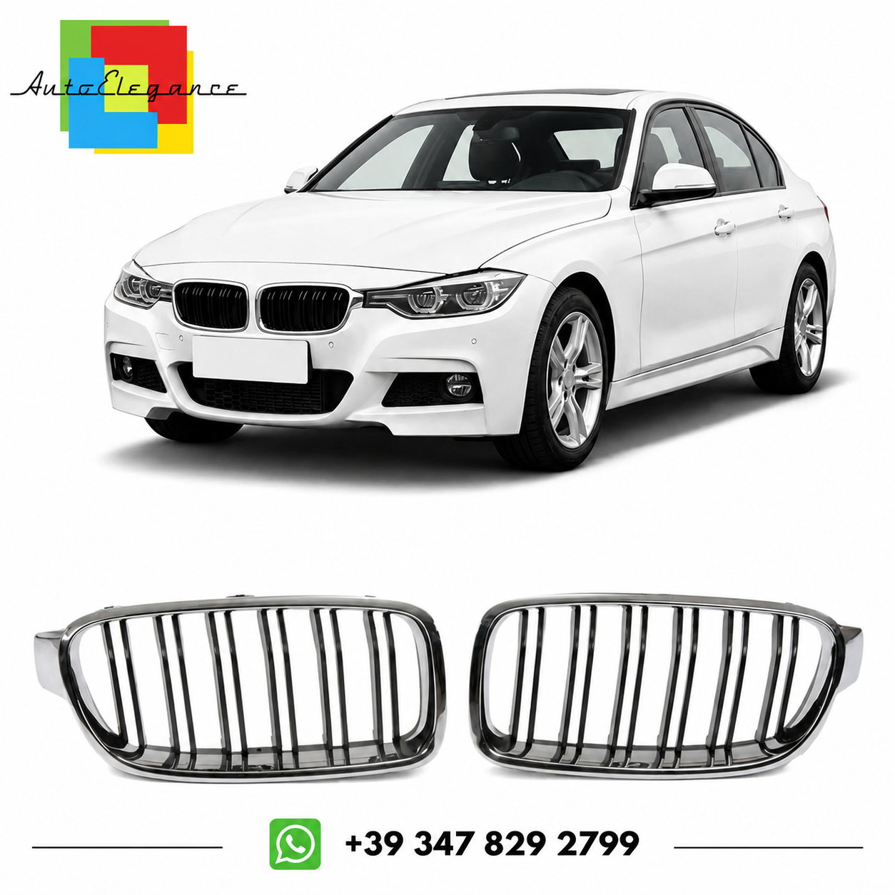 👉Griglia a doppia linea cromata e nera adatta per BMW Serie 3 F30 F31 11-19👈