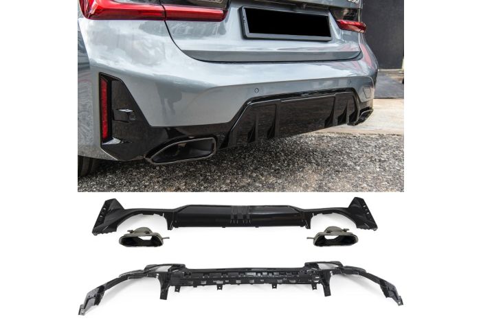 🔝DIFFUSORE + TERMINALI DI SCARICO CROMO ADATTO A BMW SERIE 3 G20/G21 LCI 2022+