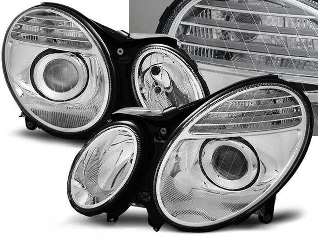 💫ART.6553 FARI ANTERIORI CROMATI per MERCEDES W211 CLASSE-E 2002-2006💫