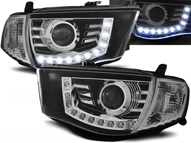 FARI ADATTI PER MITSUBISHI L200 06-10 NERO LUCE DIURNA