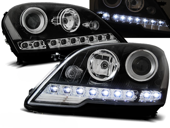FARI ANTERIORI DAYLIGHT NERO ADATTI per MERCEDES W164 ML M-KLASA 08-