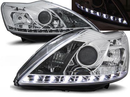 HEADLIGHTS SUITABLE FOR FORD FOCUS II 02.08-10 CHROME DAYTIME LIGHT 