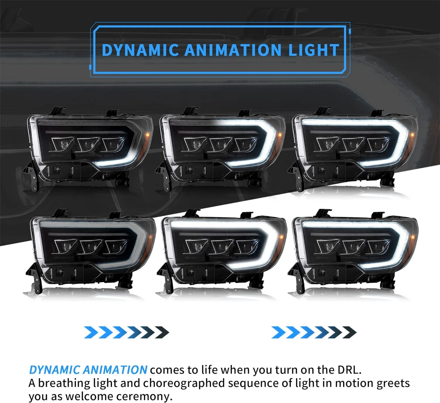 LED Headlights for Toyota Tundra 2007-2013 and Sequoia 2008-2017 2nd Generation (Fits US and Canadian Models). 