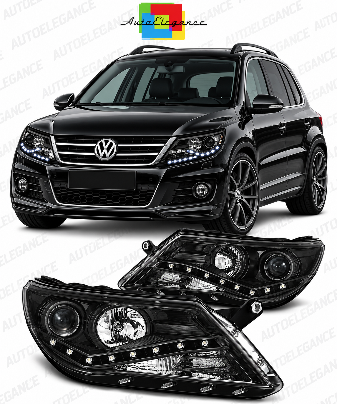 ART.10871 FARI ANTERIORI ADATTO PER VW TIGUAN 10.07-11 NERO