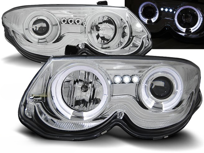 ART.5555 FARI ANTERIORI  CHRYSLER 300 M 99-04 ANGEL EYES CHROME