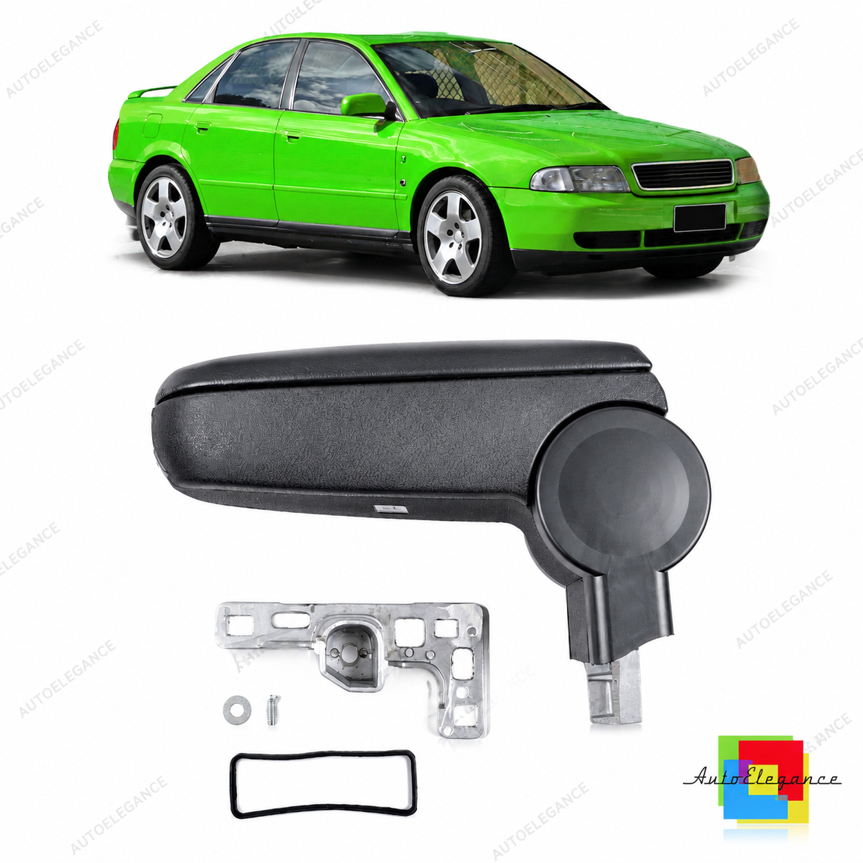 👉Bracciolo in pelle PU nera con vano portaoggetti  Audi A4 B5 8D 96-00👈