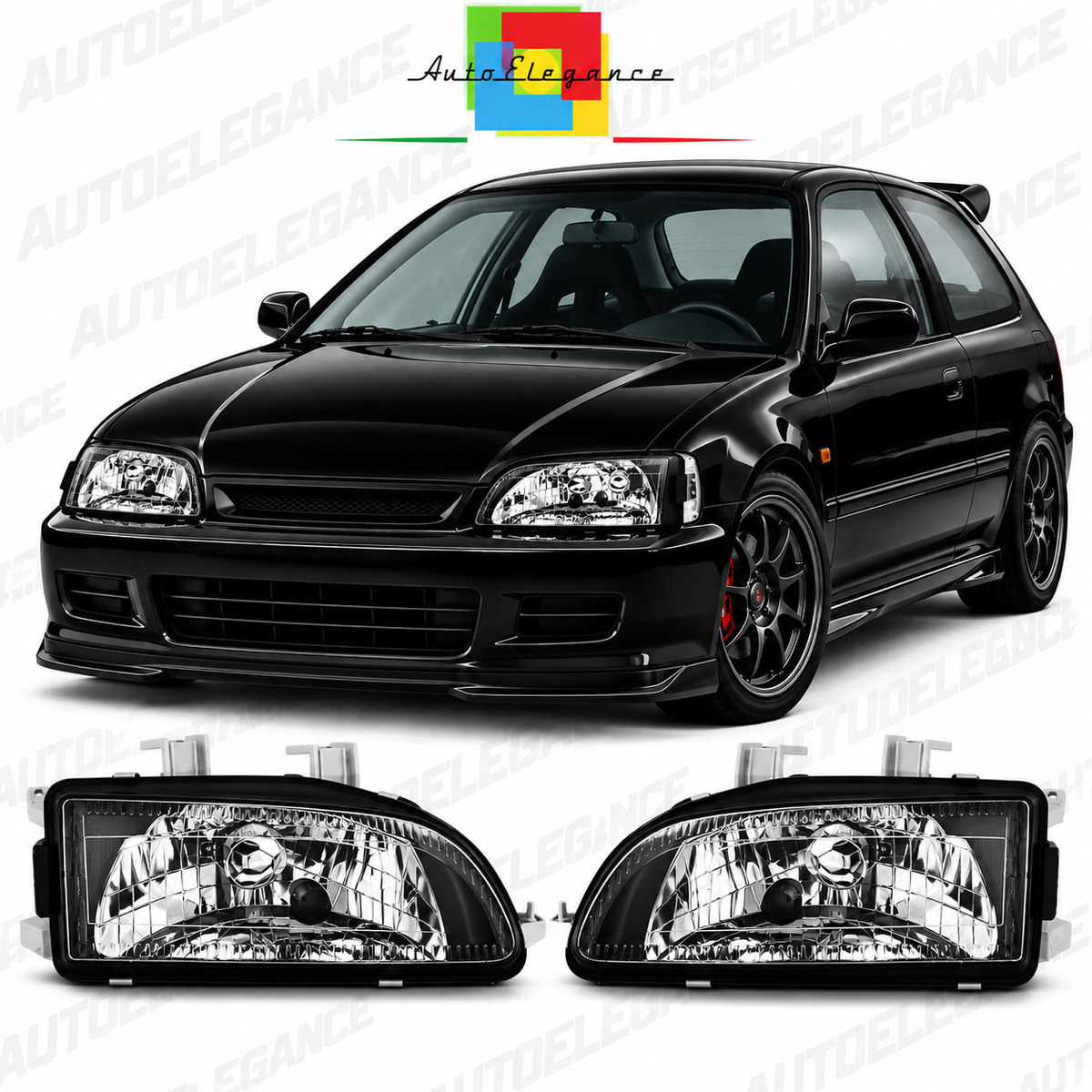 ART.11105 FARI ANTERIORI ADATTO PER HONDA CIVIC 09.91-08.95 2D/3D NERO