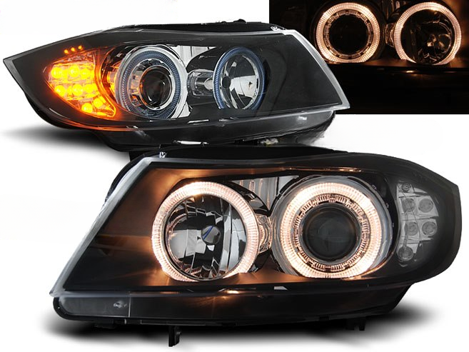 💕ART.7337 FARI "ANGEL EYES" LED NERI ADATTO PER BMW E90/E91 03.05-08.08💕