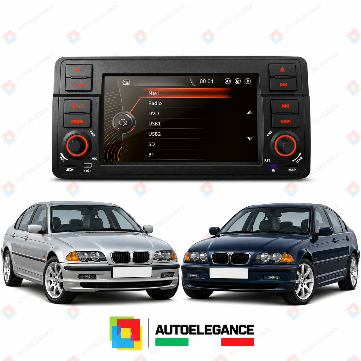 RADIO NAVIGATORE 7" ADATTO PER BMW SERIE 3 E46 98-06 USB GPS TOUCH HD TIPO OEM