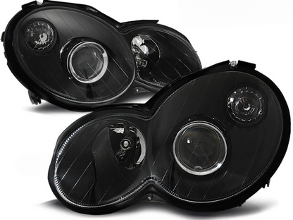 BLACK HEADLIGHTS for MERCEDES CL203 C-Class 00-04 
