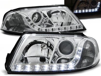 FARI ANTERIORI DAYLIGHT CHROME per VW PASSAT 3BG B5 FL 09.00-03.05