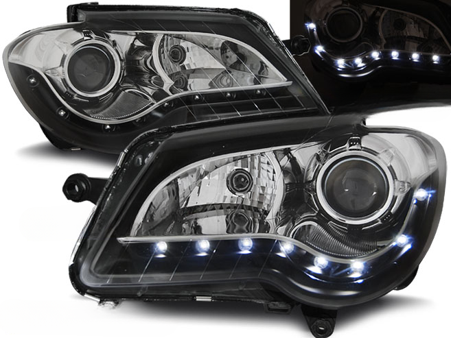 FARI ANTERIORI DAYLIGHT NERO per VW TOURAN 06-10