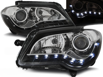 FARI ANTERIORI DAYLIGHT NERO per VW TOURAN 06-10