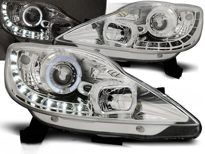 🤩FARI ANTERIORI DAYLIGHT CHROME ADATTO PER PEUGEOT 107 05-11 🤩