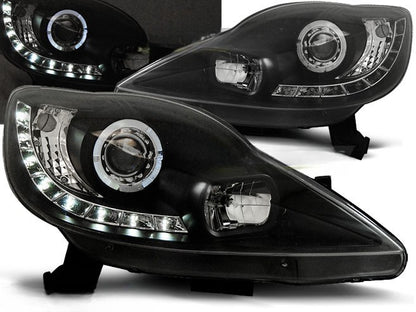 🤩FARI ANTERIORI DAYLIGHT NERI ADATTO PER PEUGEOT 107 05-11 🤩