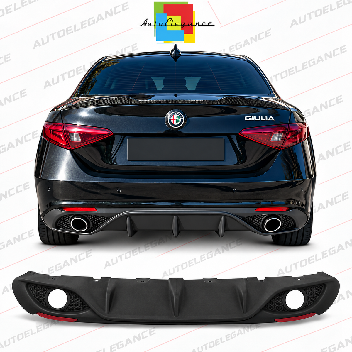 ART.0222 DIFFUSORE ALFA ROMEO GIULIA 16-21 LOOK VELOCE OPACO +TERMINALI
