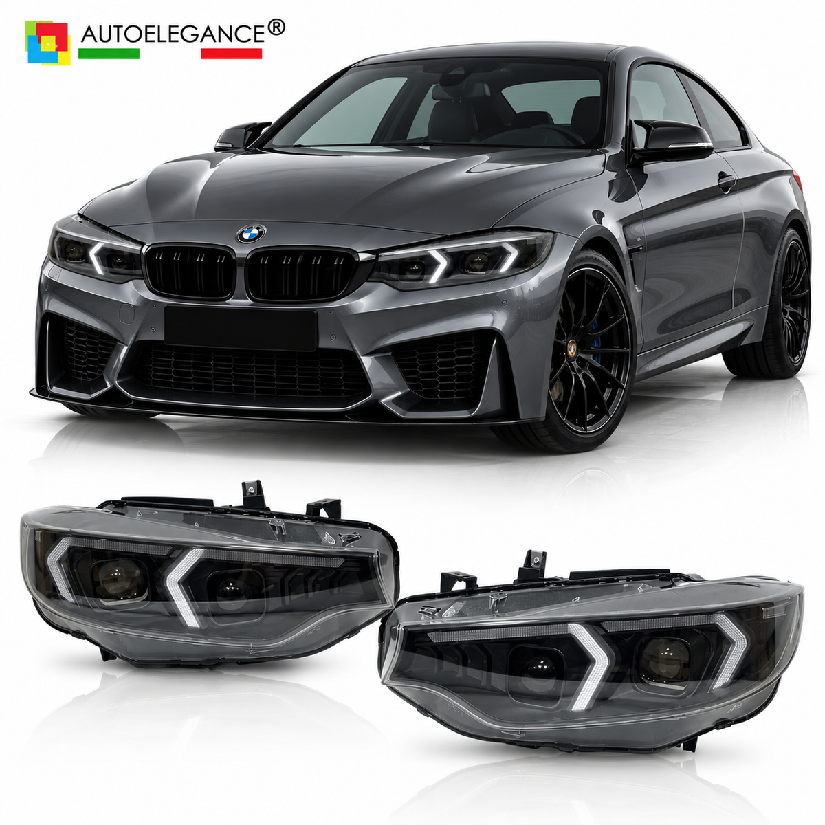 FARI ANTERIORI ADATTI PER BMW F32 / F33 / F36 2013-2017 Look G80