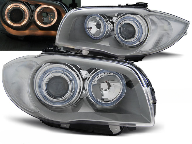 CHROME ANGEL EYES HEADLIGHTS for BMW 1 E87/E81/82/88 04-11 