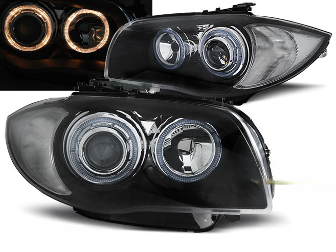 ANGEL EYES HEADLIGHTS BLACK for BMW 1 E87/E81/82/88 04-11 