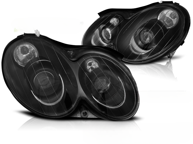 BLACK HEADLIGHTS SUITABLE COMPATIBLE for MERCEDES CLK W209 03-10 