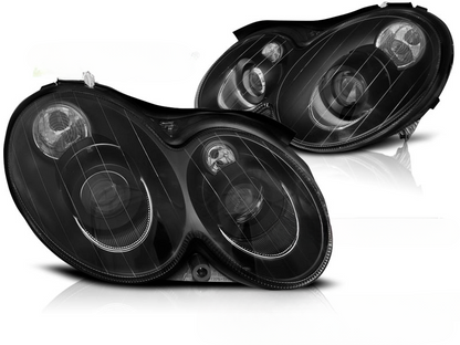 BLACK HEADLIGHTS SUITABLE COMPATIBLE for MERCEDES CLK W209 03-10 