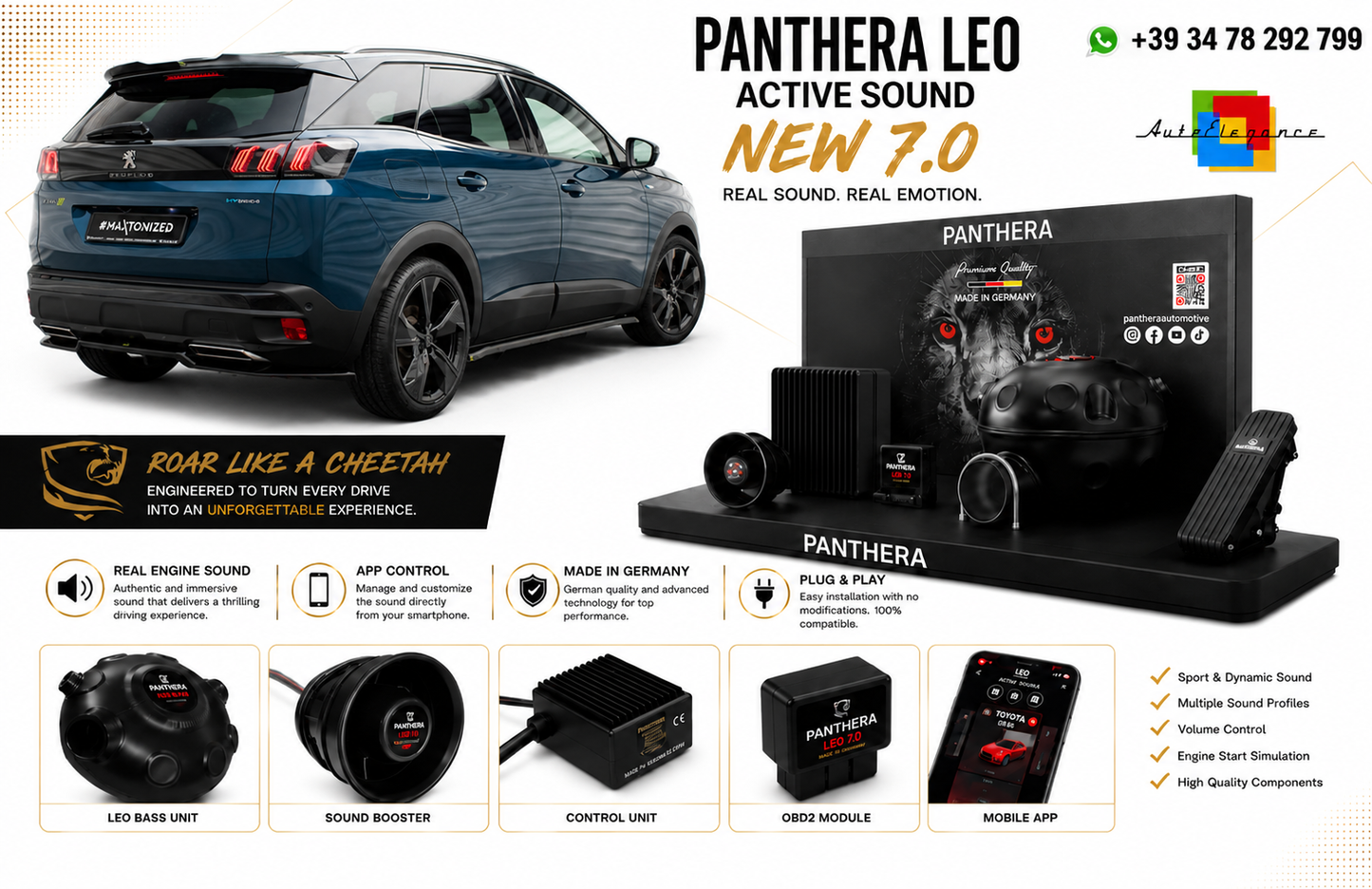 💕ART.2672 PANTHERA Soundsystem Booster 7.0 -   Peugeot 3008 GT-Line Mk2 Facel💕