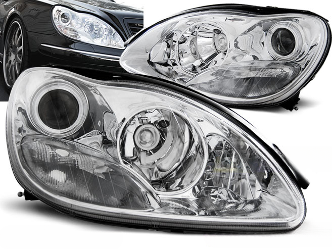 CHROME XENON HEADLIGHTS for MERCEDES W220 S-CLASS 09.98-02 