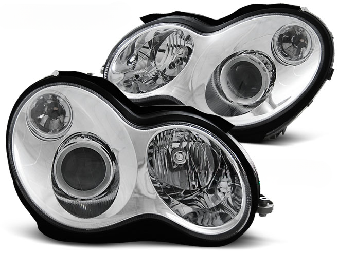 FARI CROMATI ADATTI COMPATIBILI per MERCEDES W203 Classe C 07.00-03.04