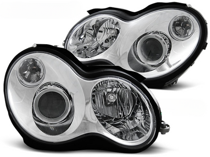 FARI CROMATI ADATTI COMPATIBILI per MERCEDES W203 Classe C 07.00-03.04