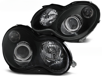 BLACK HEADLIGHTS SUITABLE COMPATIBLE for MERCEDES W203 C-Class 07.00-03.04 