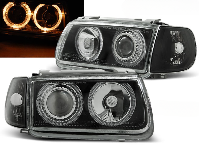 FARI ANTERIORI ANGEL EYES NERO ADATTI COMPATIBILI  per VW POLO 6N 10.94-09.99