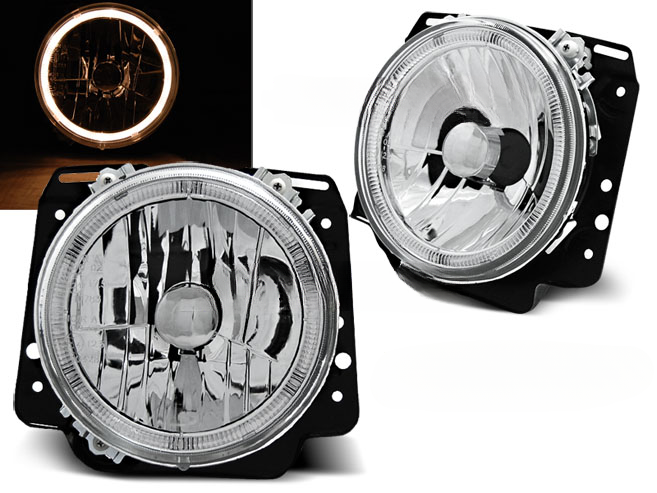 FARI ANTERIORI ANGEL EYES CROMATI adatti compatibili perVW GOLF II 2 08.83-08.91