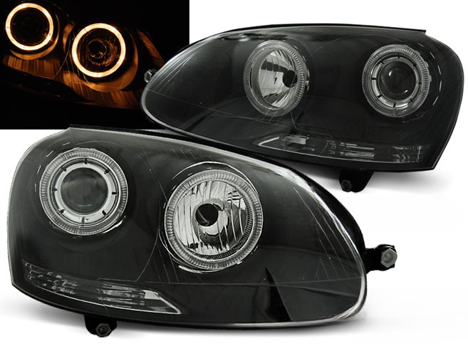 FARI ANTERIORI ANGEL EYES NERO ADATTI COMPATIBILI per VW GOLF 5 10.03-09
