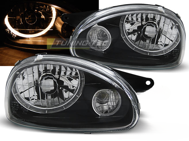 HEADLIGHTS SUITABLE FOR OPEL CORSA B 02.93-10.00 ANGEL EYES BLACK 