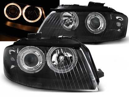 FARI ANTERIORI ANGEL EYES NERO per AUDI A3 8P 05.03-03.08