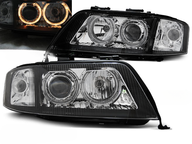 ANGEL EYES BLACK HEADLIGHTS for AUDI A6 06.01-05.04 